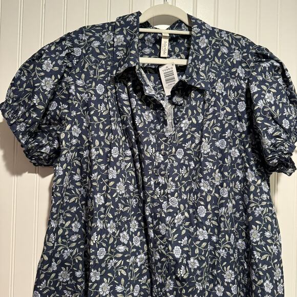 Torrid Belle Isle Blue Floral Cotton Shirt Dress NEW Plus Size 2X - Picture 3 of 9